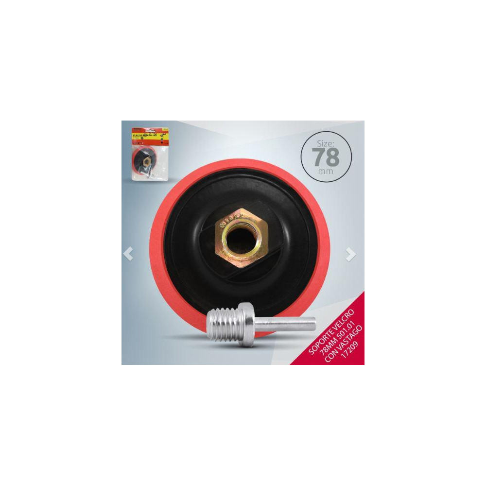 PLATO PARA PULIDORA VELCRO 78 MM CON VASTAGO